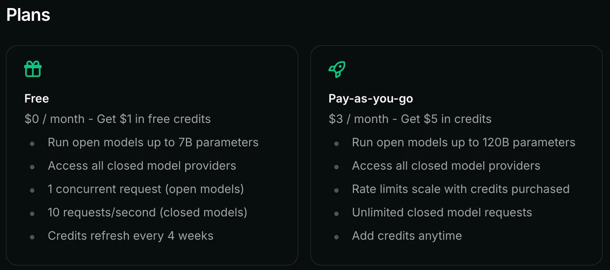 שני המסלולים של Bytez: Free עם קרדיט של דולר אחד ו-Pay-as-you-go ב-3 דולר עם קרדיט של 5 דולר