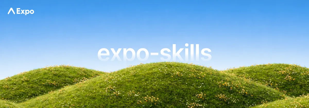 הבאנר הרשמי של Expo Skills מתוך ה-README בגיטהאב, עם הלוגו של Expo והכיתוב expo-skills